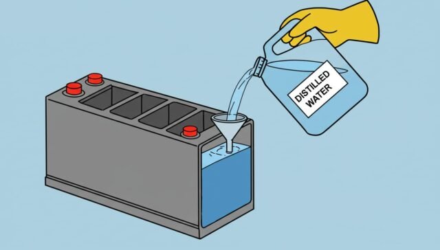 How to Water a Forklift Battery 1 Distilled Water Into battery
