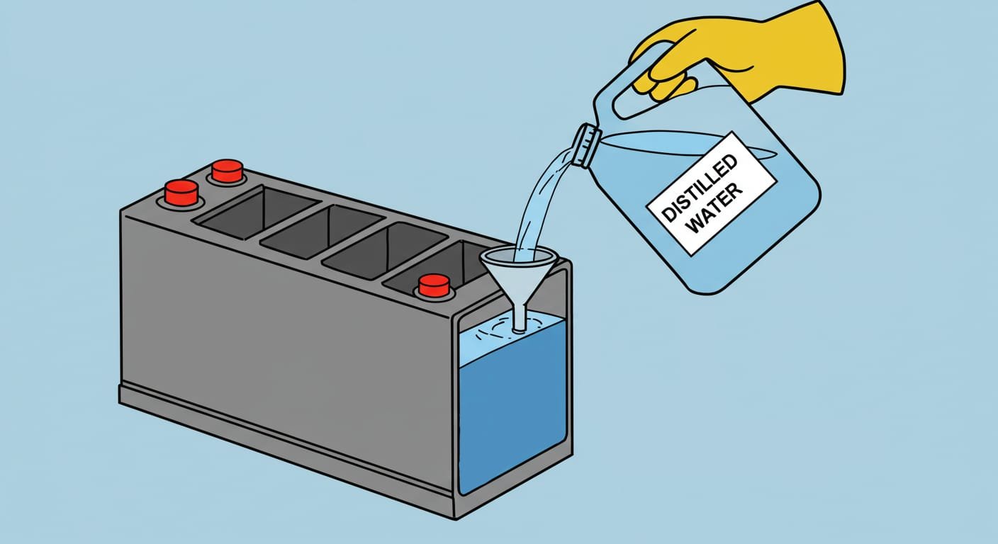 How to Water a Forklift Battery 1 Distilled Water Into battery